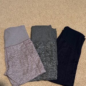 Athleta size XS Exhale Heel Tights Trio‼️- Purple, Gray, Black